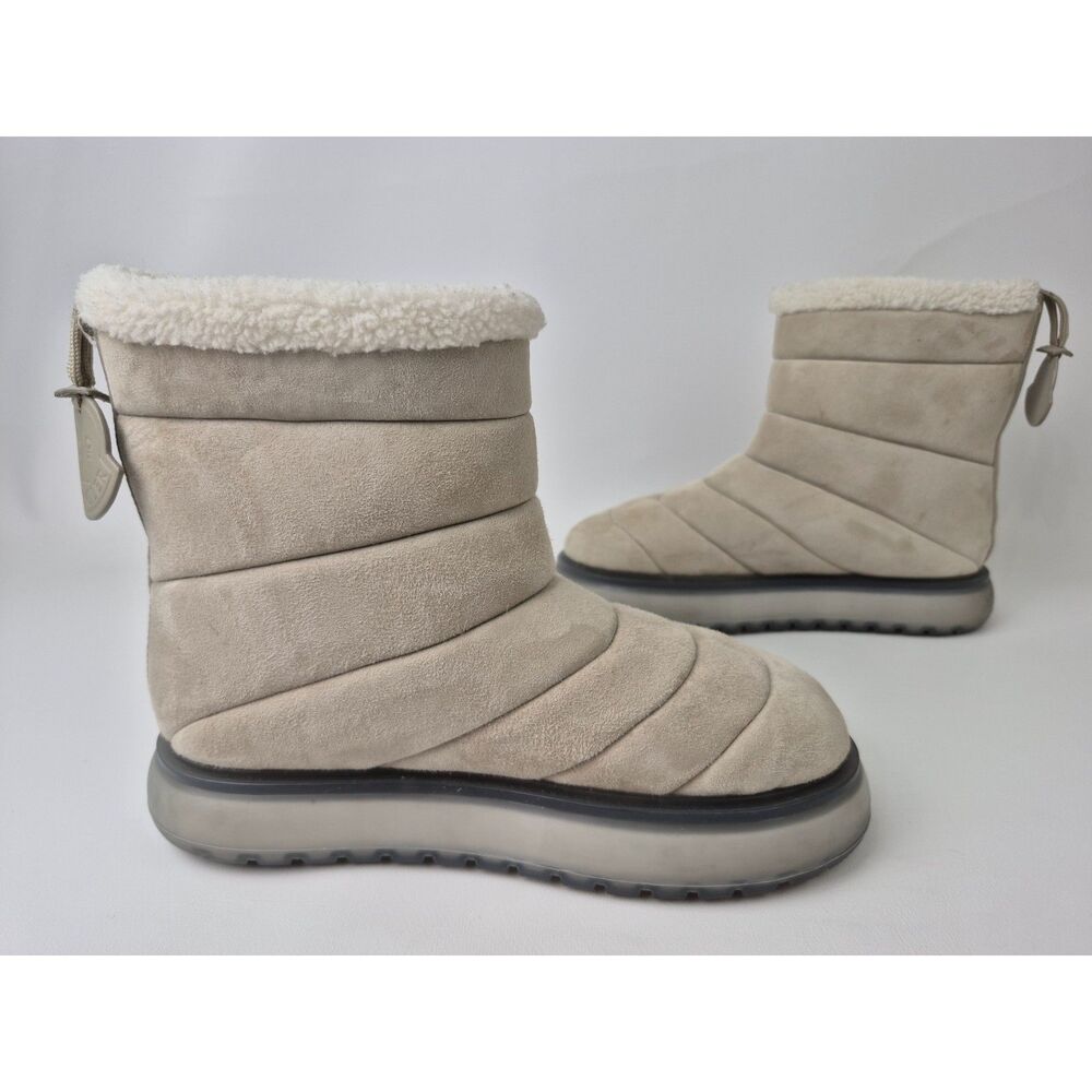 Moncler Women's Grey Hermosa Shearling Snow Pull On Ankle Boots Size 37.5 - Picture 4 of 7